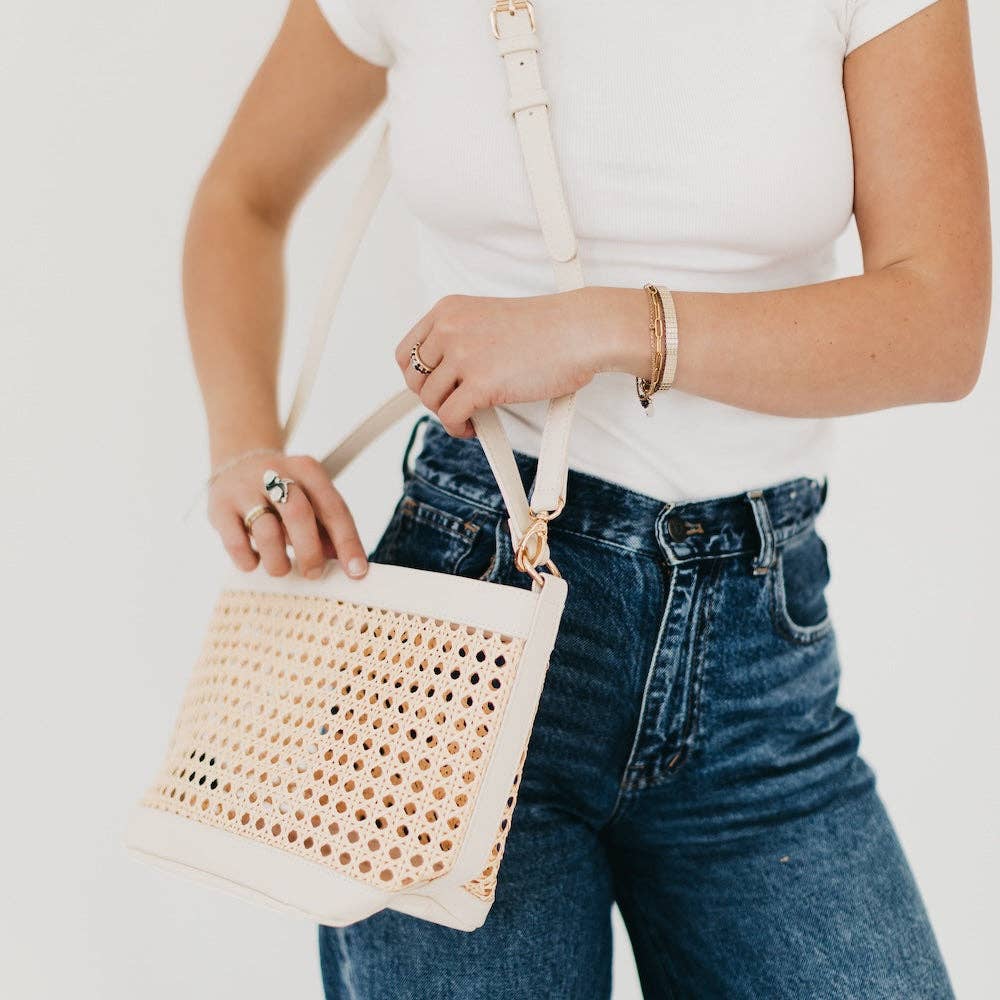 Bryce Woven Bucket Bag - Cream