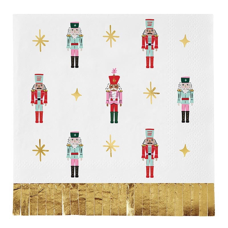 Foil Fringe Napkin - Nutcrackers