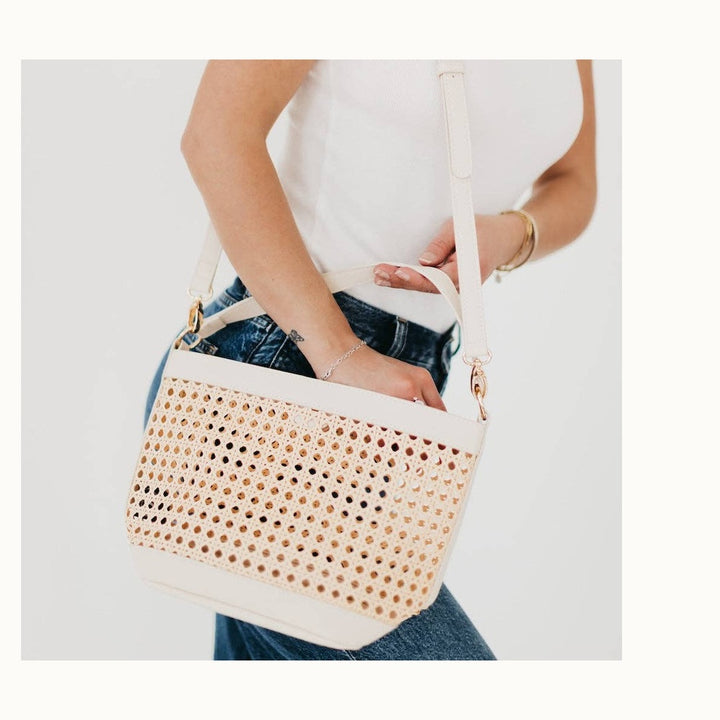 Bryce Woven Bucket Bag - Cream