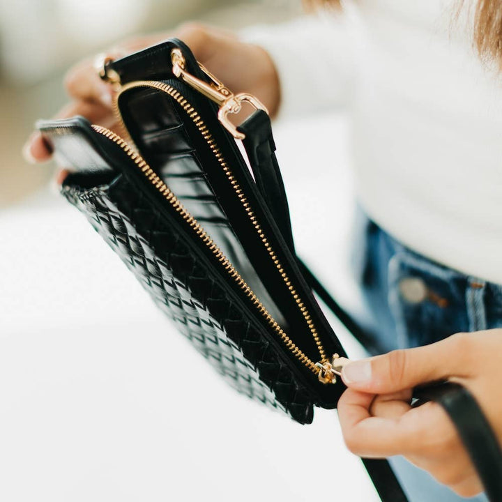 Woven Double Duty Phone Bag - Black