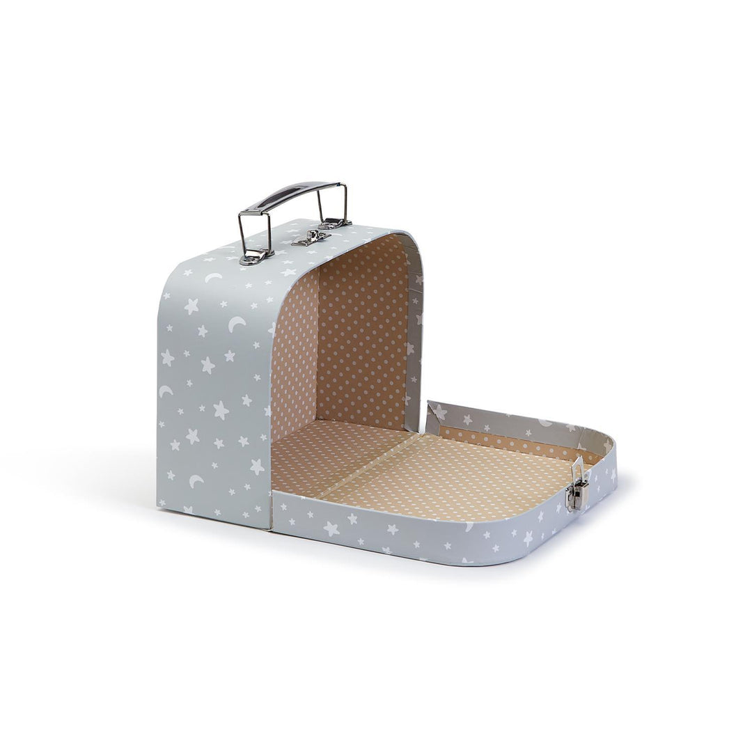 Cardboard suitcase by unknown designer featuring an open child&