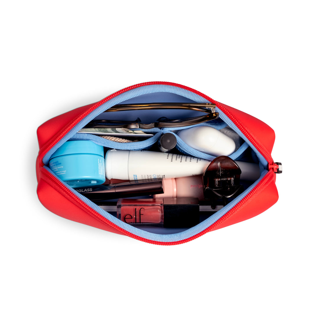 Essentials Pouch - Coral Red/Periwinkle