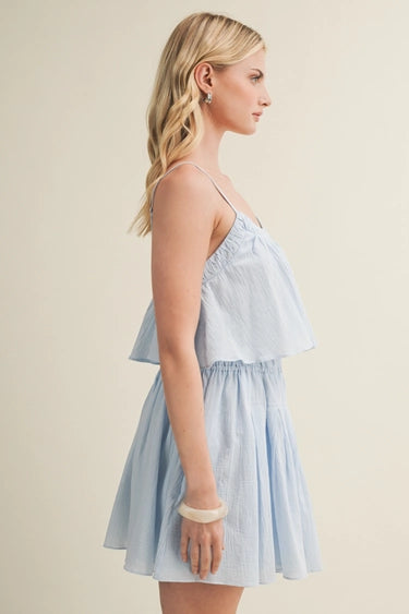 Textured Woven Paneled Mini Dress