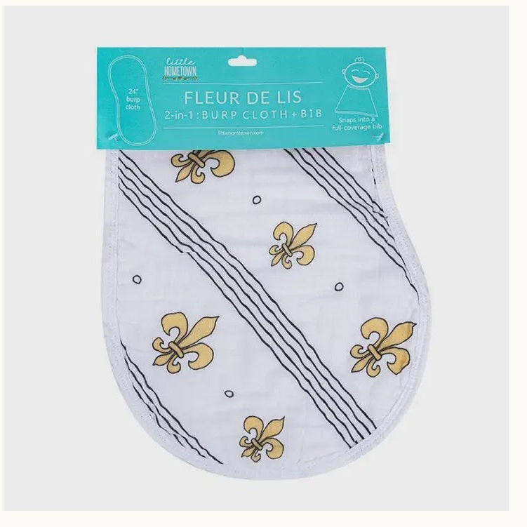 Fleur De Lis Burp Cloth and Bib Combo