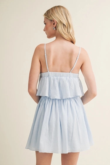 Textured Woven Paneled Mini Dress