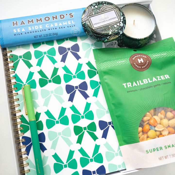 Photograph of a curated gift box containing a Hammond&