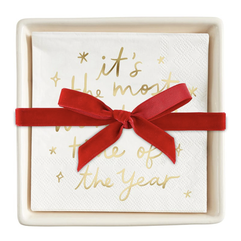 Ceramic Napkin Tray + Napkins - The Most Wonderful Time