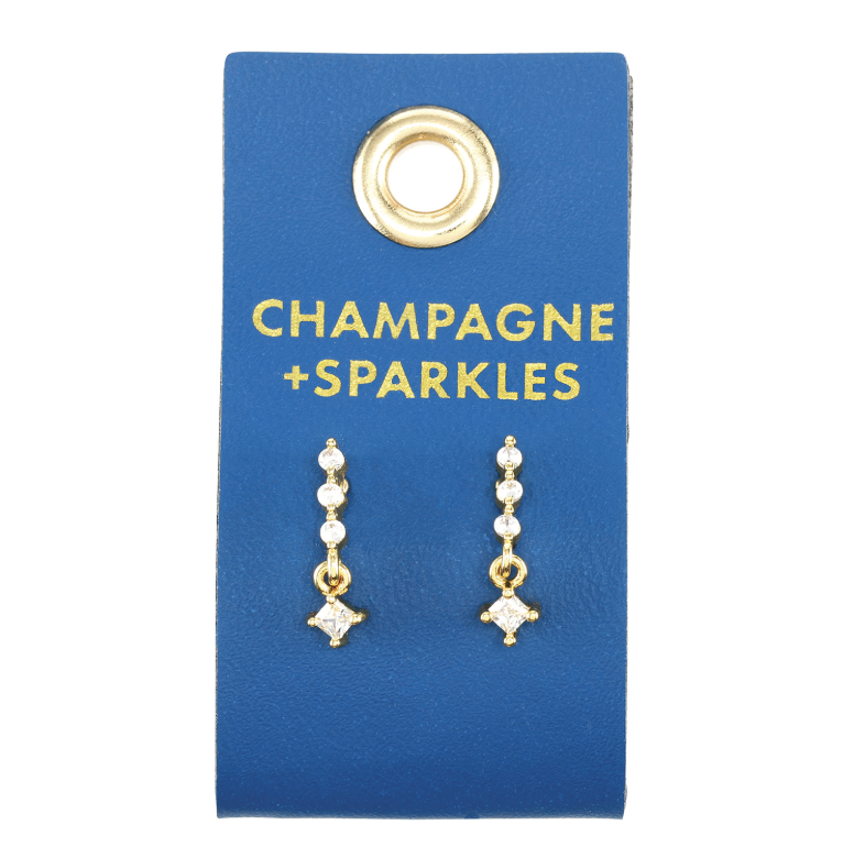 Palm Beach Stud Love Earrings - Champagne + Sparkle