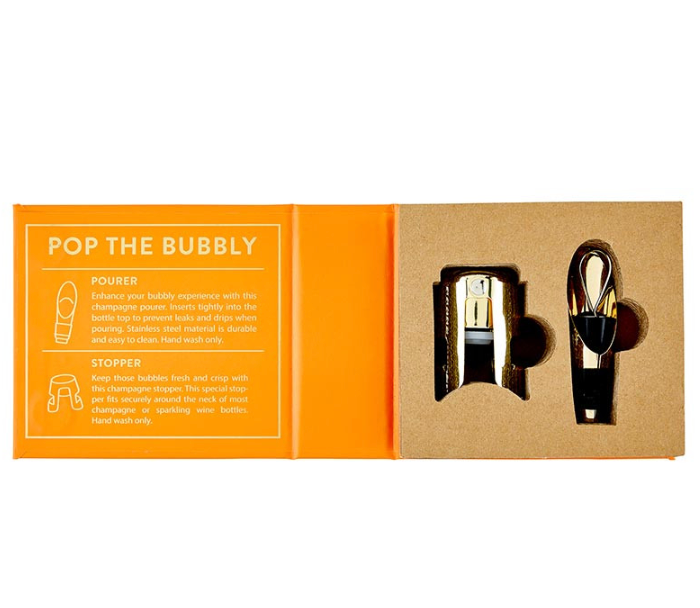 Champagne Stopper + Pourer Book Box - But First, Prosecco