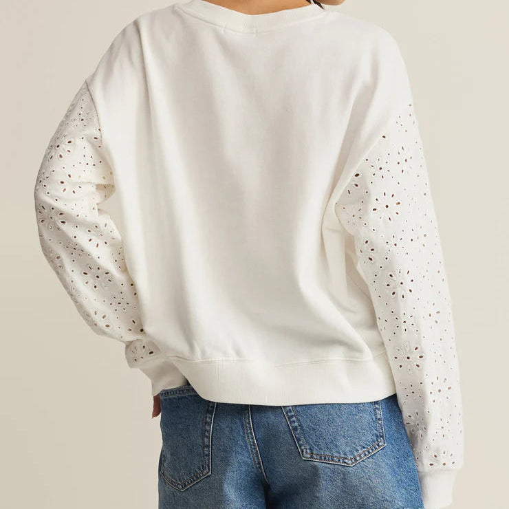 Mosaic Knit Eyelet Sweatshirt