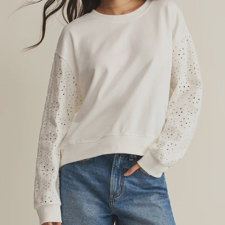 Mosaic Knit Eyelet Sweatshirt