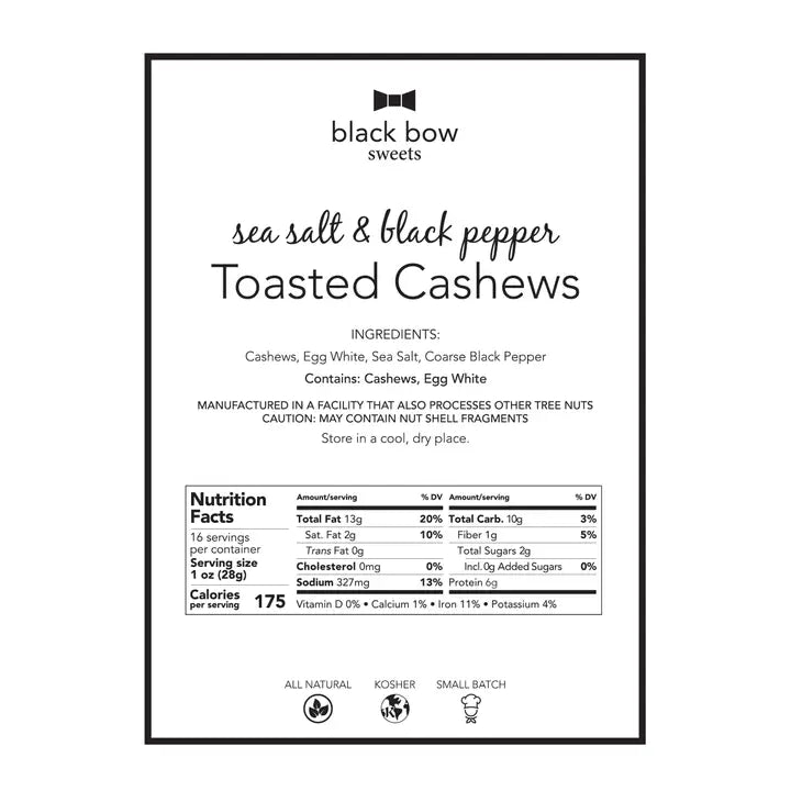 Toasted Cashew Jar - Sea Salt &amp; Black Pepper
