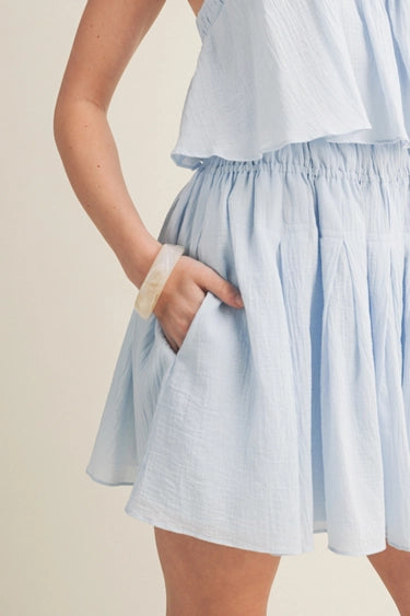 Textured Woven Paneled Mini Dress