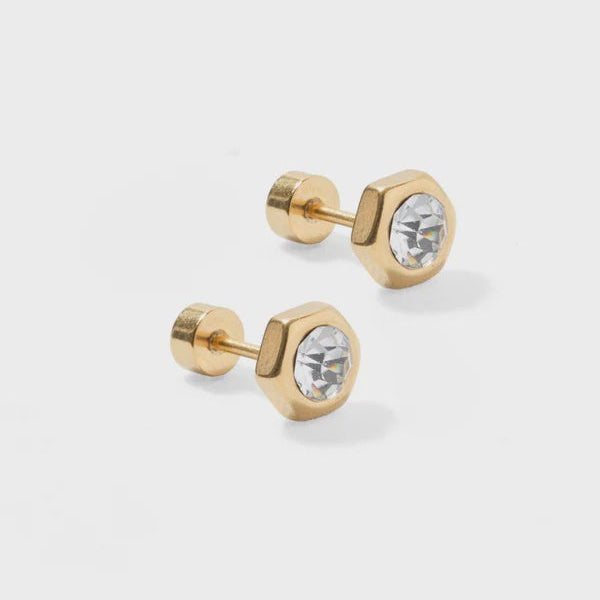 Screwback Stud- Addison Clear Gold